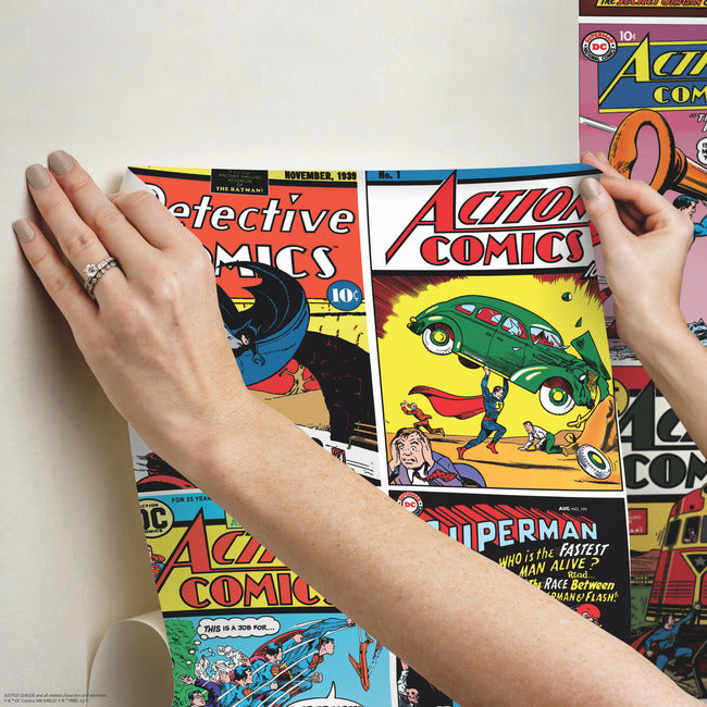 Classic DC Comics Covers Peel & Stick Wallpaper Mural Wall Murals RoomMates   