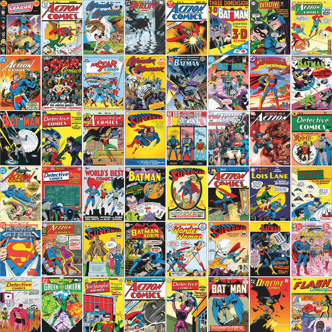 Classic DC Comics Covers Peel & Stick Wallpaper Mural Wall Murals RoomMates Roll Yellow 