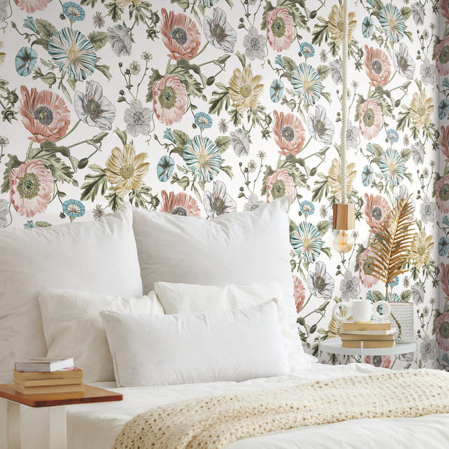 Vintage Poppy Peel & Stick Wallpaper Peel and Stick Wallpaper RoomMates   