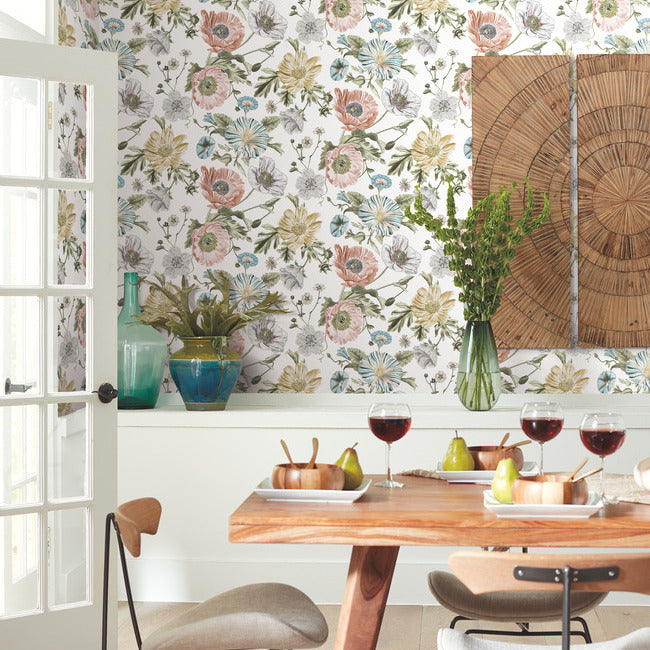 Vintage Poppy Peel & Stick Wallpaper Peel and Stick Wallpaper RoomMates   
