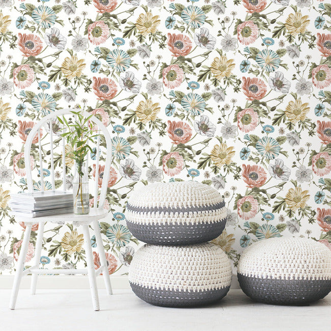 Vintage Poppy Peel & Stick Wallpaper Peel and Stick Wallpaper RoomMates   