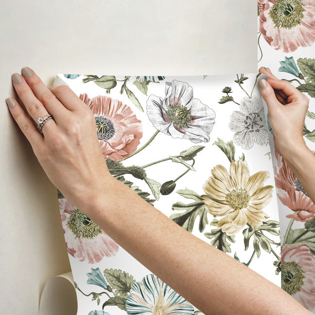 Vintage Poppy Peel & Stick Wallpaper Peel and Stick Wallpaper RoomMates   