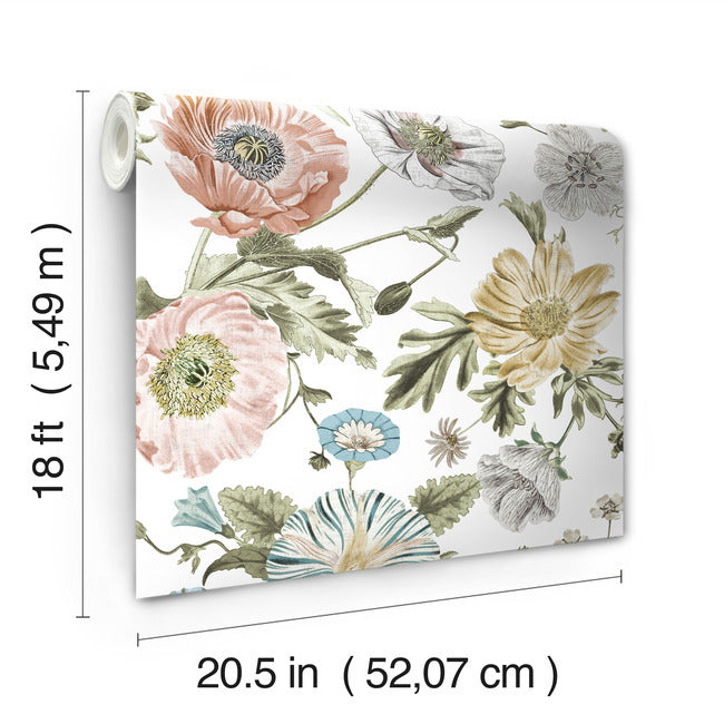 Vintage Poppy Peel & Stick Wallpaper Peel and Stick Wallpaper RoomMates   