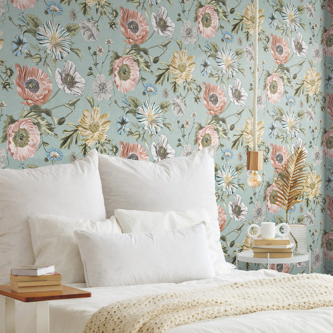 Vintage Poppy Peel & Stick Wallpaper Peel and Stick Wallpaper RoomMates   