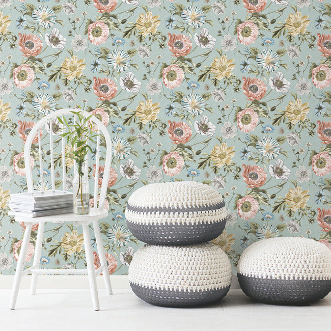 Vintage Poppy Peel & Stick Wallpaper Peel and Stick Wallpaper RoomMates   