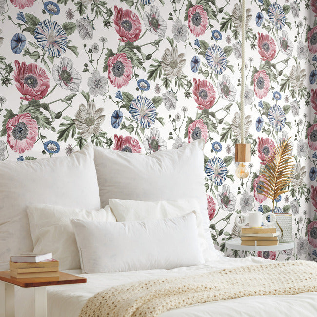Vintage Poppy Peel & Stick Wallpaper Peel and Stick Wallpaper RoomMates   