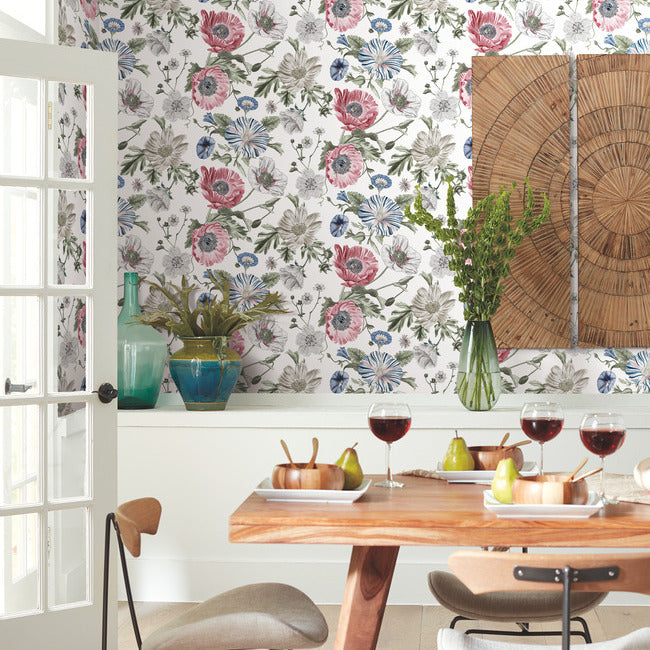 Vintage Poppy Peel & Stick Wallpaper Peel and Stick Wallpaper RoomMates   