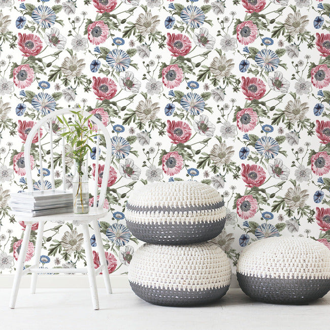 Vintage Poppy Peel & Stick Wallpaper Peel and Stick Wallpaper RoomMates   