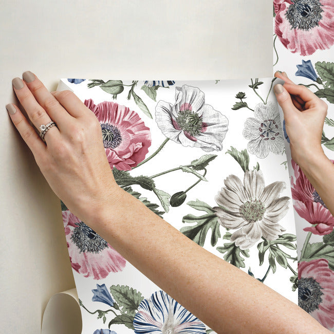 Vintage Poppy Peel & Stick Wallpaper Peel and Stick Wallpaper RoomMates   