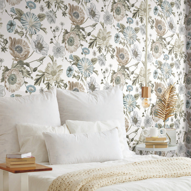 Vintage Poppy Peel & Stick Wallpaper Peel and Stick Wallpaper RoomMates   