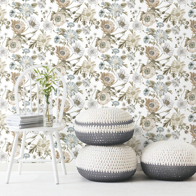 Vintage Poppy Peel & Stick Wallpaper Peel and Stick Wallpaper RoomMates   