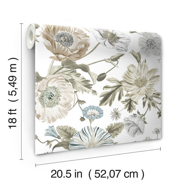 Vintage Poppy Peel & Stick Wallpaper Peel and Stick Wallpaper RoomMates   