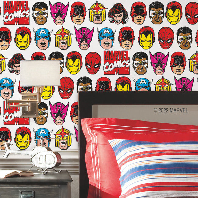 Marvel Comics Classic Faces Peel & Stick Wallpaper Peel and Stick Wallpaper RoomMates   