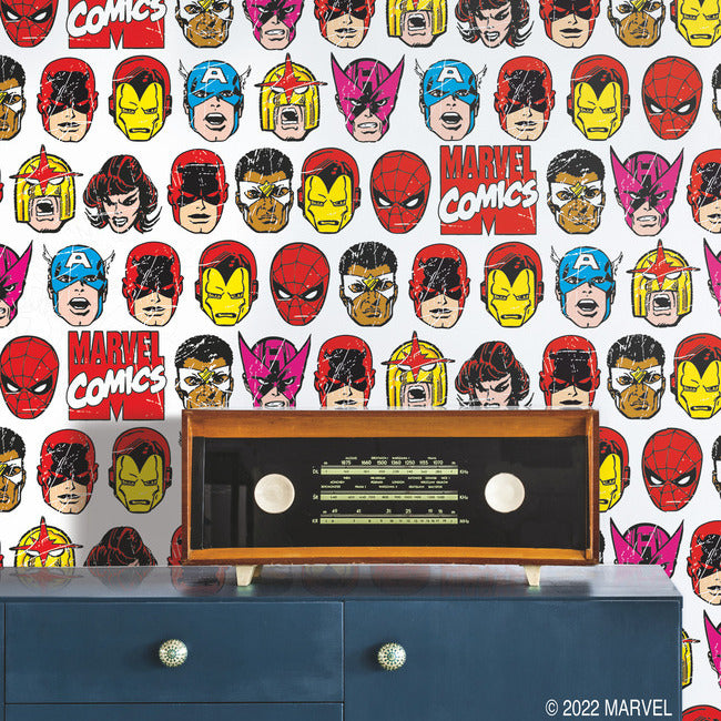 Marvel Comics Classic Faces Peel & Stick Wallpaper Peel and Stick Wallpaper RoomMates   