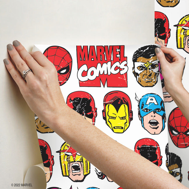 Marvel Comics Classic Faces Peel & Stick Wallpaper Peel and Stick Wallpaper RoomMates   