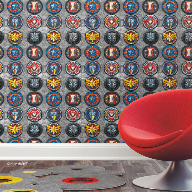 Avengers Emblems Peel & Stick Wallpaper Peel and Stick Wallpaper RoomMates   