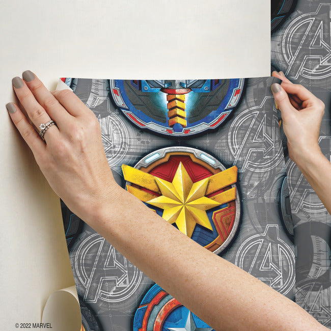 Avengers Emblems Peel & Stick Wallpaper Peel and Stick Wallpaper RoomMates   