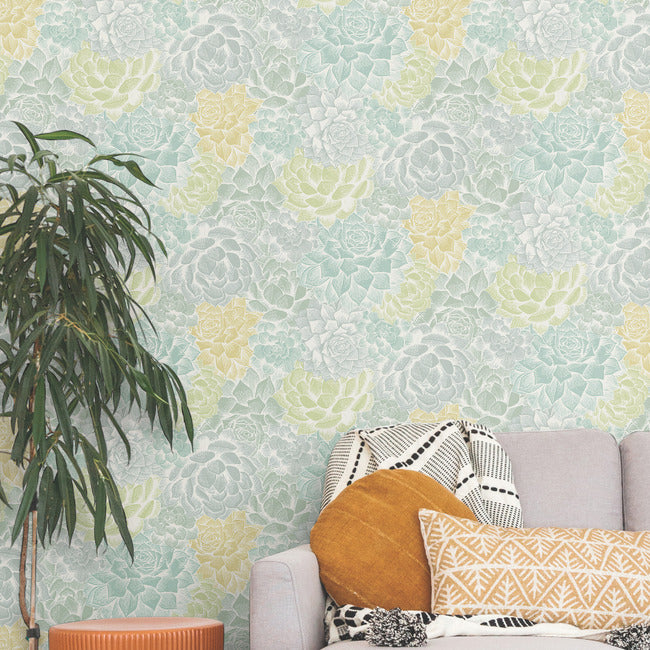 Mr. Kate Succulent Plant Peel & Stick Wallpaper Peel and Stick Wallpaper RoomMates   