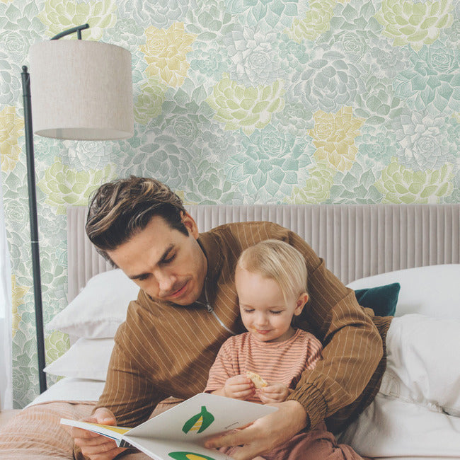 Mr. Kate Succulent Plant Peel & Stick Wallpaper Peel and Stick Wallpaper RoomMates   
