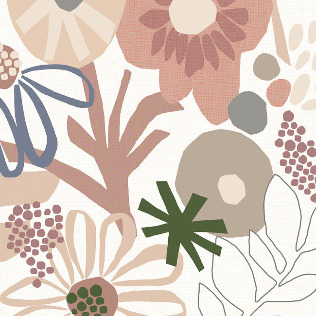 Mr. Kate Desert Floral Peel & Stick Wallpaper Peel and Stick Wallpaper RoomMates Roll Pink 