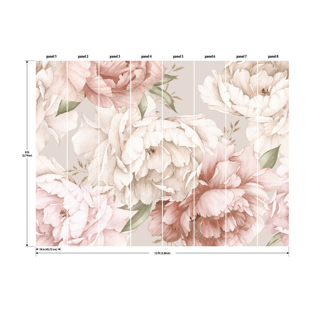 Mr. Kate Watercolor Floral Peel & Stick Wallpaper Mural Wall Murals RoomMates   