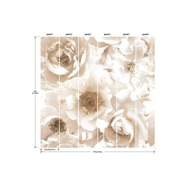 Mr. Kate  Creamy Floral Peel & Stick Wallpaper Mural Wall Murals RoomMates   