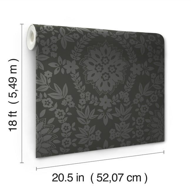 Boho Baroque Damask Peel & Stick Wallpaper Peel and Stick Wallpaper RoomMates   