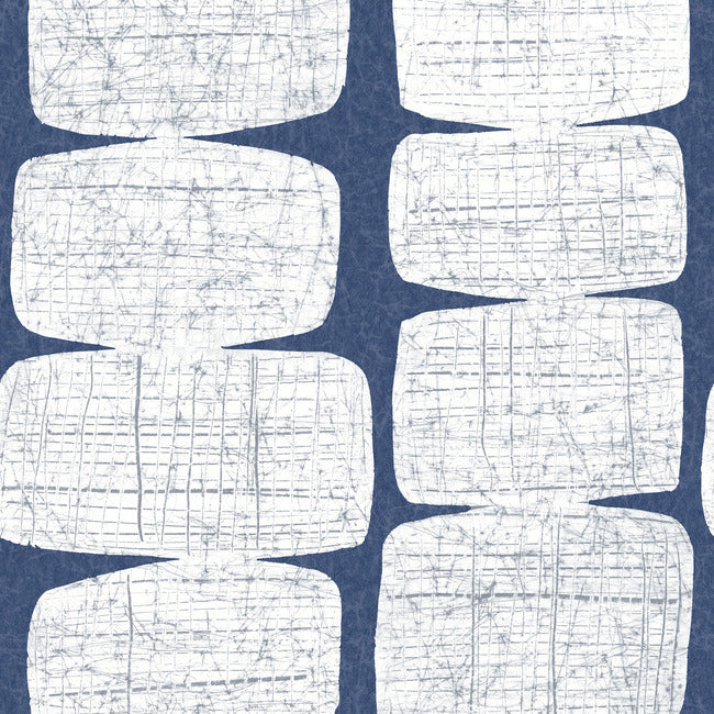 Mid-Century Beads Peel & Stick Wallpaper Peel and Stick Wallpaper RoomMates Roll Blue 