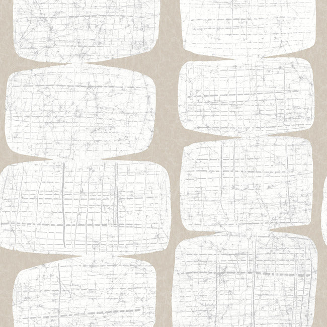 Mid-Century Beads Peel & Stick Wallpaper Peel and Stick Wallpaper RoomMates Roll Tan 