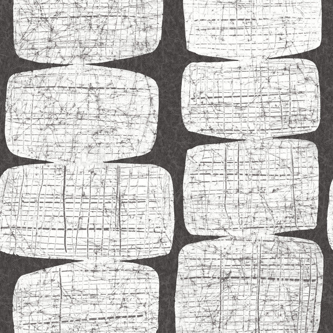 Mid-Century Beads Peel & Stick Wallpaper Peel and Stick Wallpaper RoomMates Roll Black 