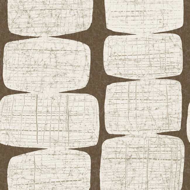 Mid-Century Beads Peel & Stick Wallpaper Peel and Stick Wallpaper RoomMates Roll Brown 