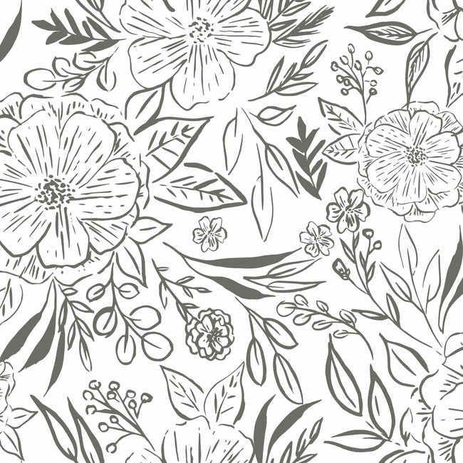 Beth Schneider Floral Sketch Peel & Stick Wallpaper Peel and Stick Wallpaper RoomMates