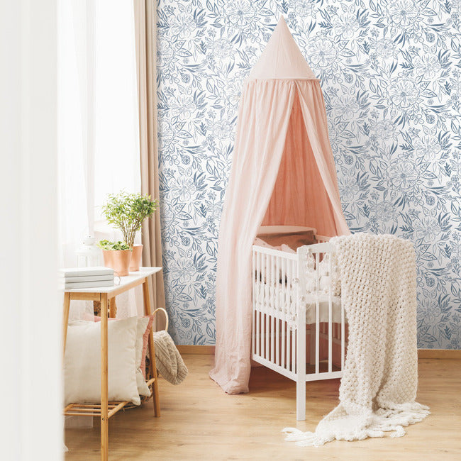 Beth Schneider Floral Sketch Peel & Stick Wallpaper Peel and Stick Wallpaper RoomMates   