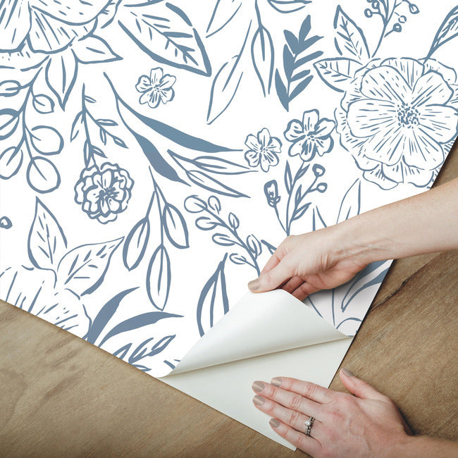 Beth Schneider Floral Sketch Peel & Stick Wallpaper Peel and Stick Wallpaper RoomMates   