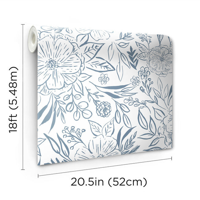 Beth Schneider Floral Sketch Peel & Stick Wallpaper Peel and Stick Wallpaper RoomMates   