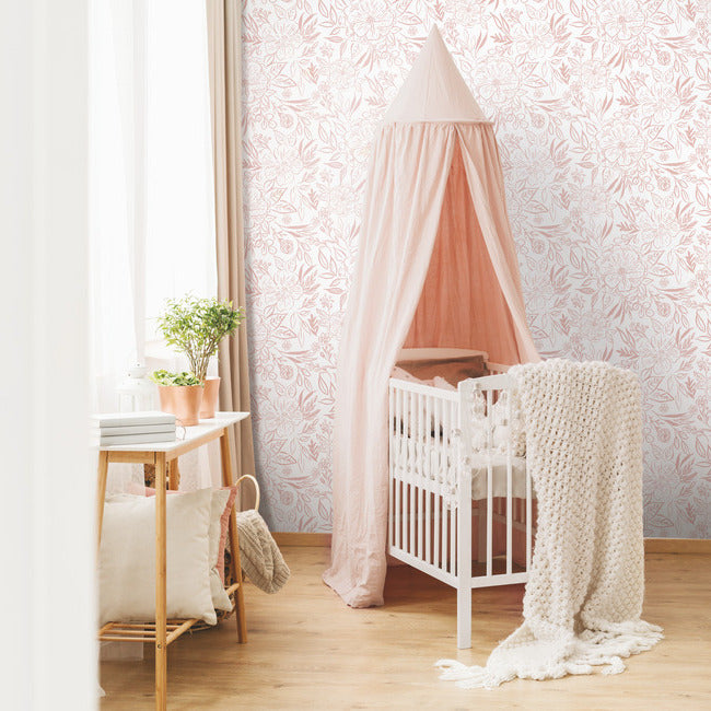 Beth Schneider Floral Sketch Peel & Stick Wallpaper Peel and Stick Wallpaper RoomMates   