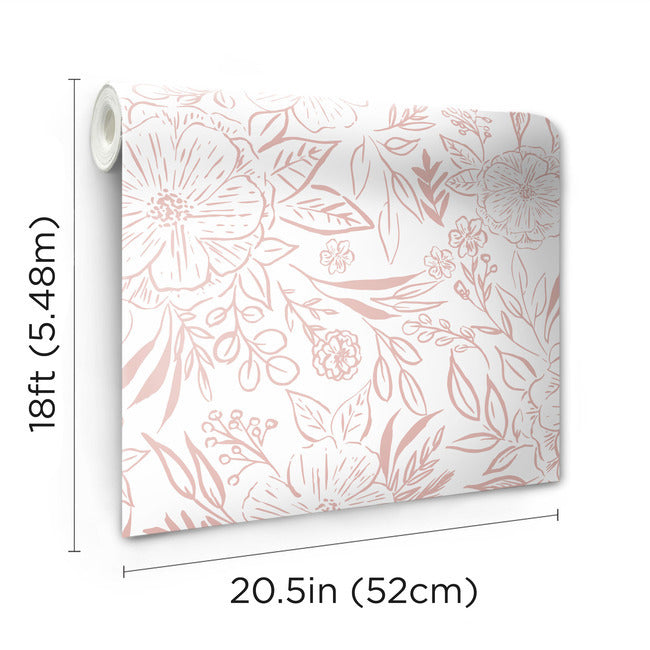 Beth Schneider Floral Sketch Peel & Stick Wallpaper Peel and Stick Wallpaper RoomMates   