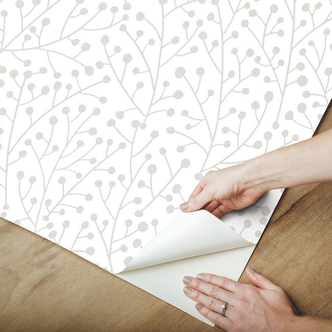 Cat Coquillette Berry Branches Peel & Stick Wallpaper Peel and Stick Wallpaper RoomMates   