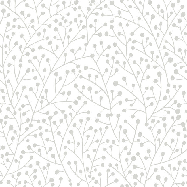 Cat Coquillette Berry Branches Peel & Stick Wallpaper Peel and Stick Wallpaper RoomMates Roll Grey 