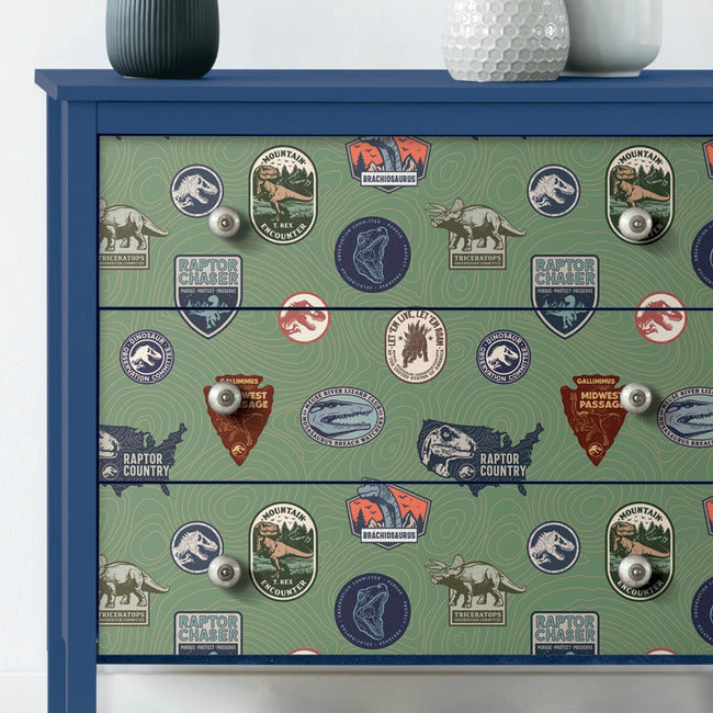 Jurassic World Badges Peel & Stick Wallpaper Peel and Stick Wallpaper RoomMates   