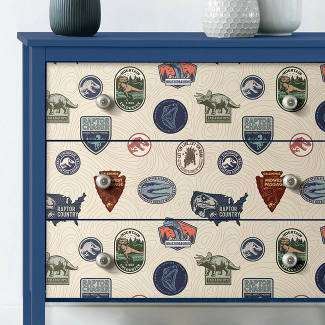 Jurassic World Badges Peel & Stick Wallpaper Peel and Stick Wallpaper RoomMates   