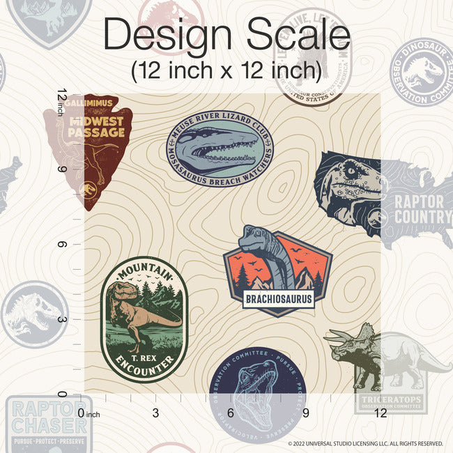 Jurassic World Badges Peel & Stick Wallpaper Peel and Stick Wallpaper RoomMates   