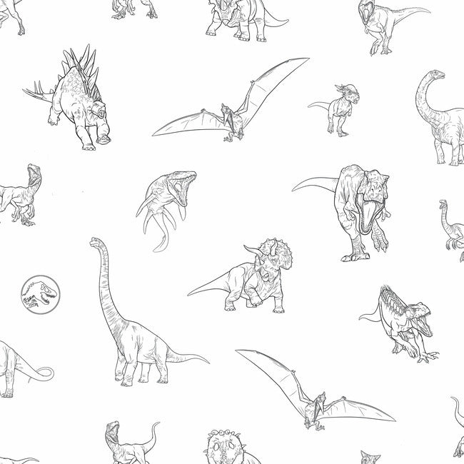 Jurassic World Dinosaurs Peel & Stick Wallpaper Peel and Stick Wallpaper RoomMates Roll Black 