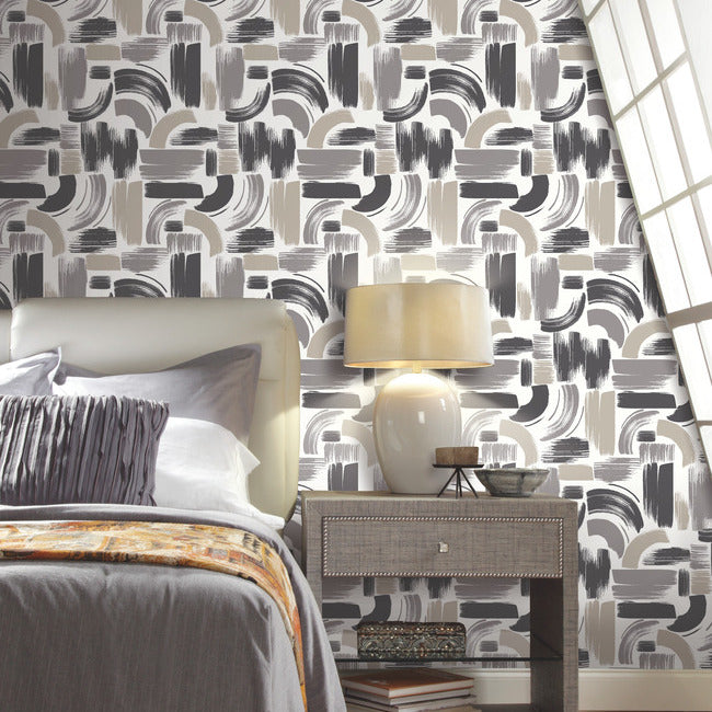 Modern Brushstrokes Peel & Stick Wallpaper Peel and Stick Wallpaper RoomMates   