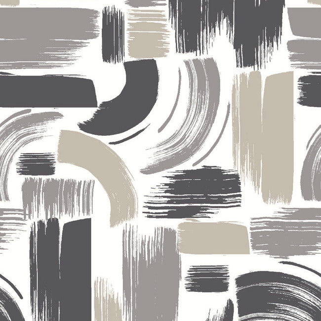 Modern Brushstrokes Peel & Stick Wallpaper Peel and Stick Wallpaper RoomMates Roll Grey 