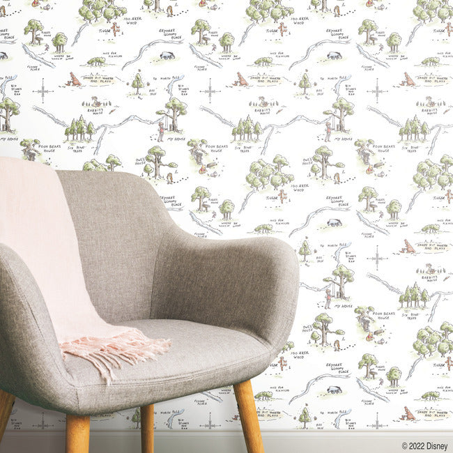 Winnie The Pooh 100 Acre Wood Map Peel And Stick Wallpaper Peel and Stick Wallpaper RoomMates   