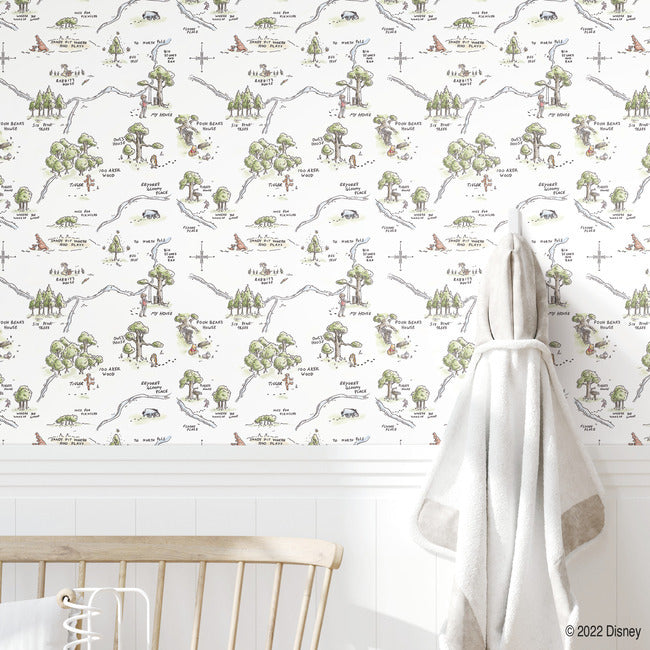 Winnie The Pooh 100 Acre Wood Map Peel And Stick Wallpaper Peel and Stick Wallpaper RoomMates   