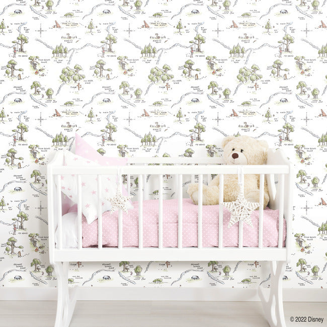 Winnie The Pooh 100 Acre Wood Map Peel And Stick Wallpaper Peel and Stick Wallpaper RoomMates   