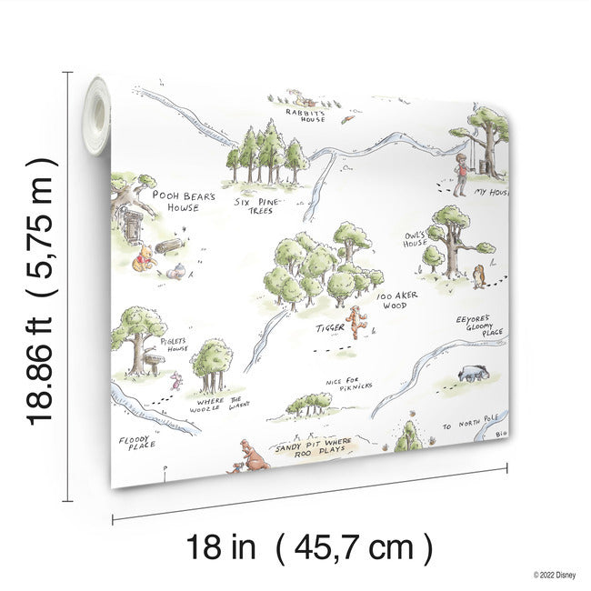 Winnie The Pooh 100 Acre Wood Map Peel And Stick Wallpaper Peel and Stick Wallpaper RoomMates   