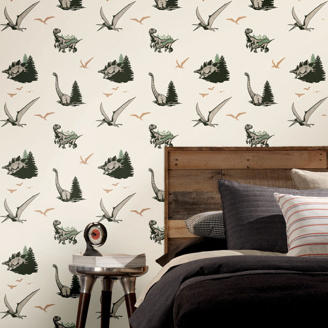Jurassic World: Dominion Vintage Dinosaurs Peel And Stick Wallpaper Peel and Stick Wallpaper RoomMates   
